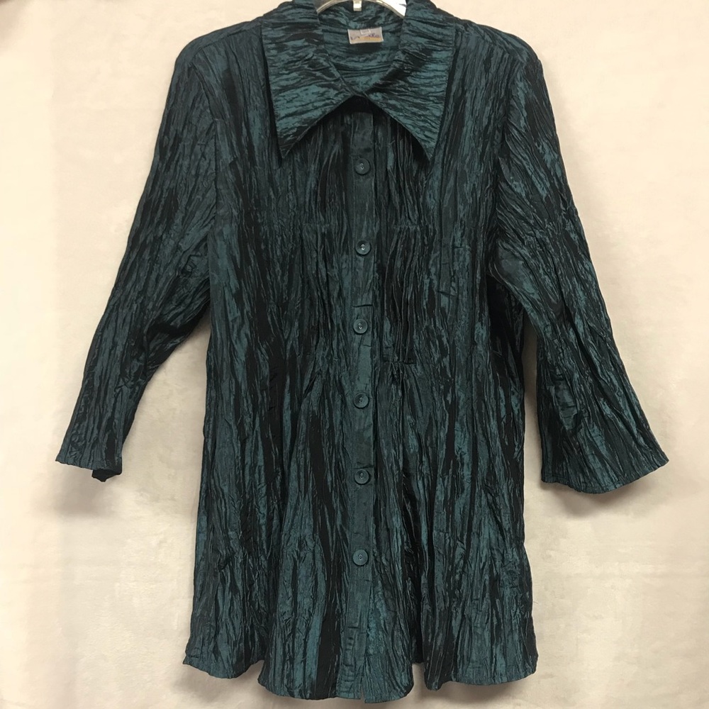 Noelle Deep Teal Crinkle a8 Tunic 12/14 Stunning